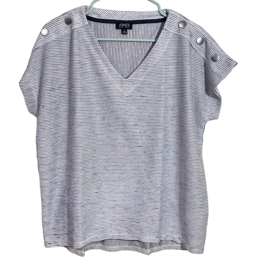 Jones New York NY Short Sleeve Top Blue Large